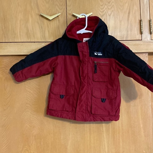 Old navy boys, 18 to 24 month jacket coat parka, maroon and black  hood - Picture 1 of 6